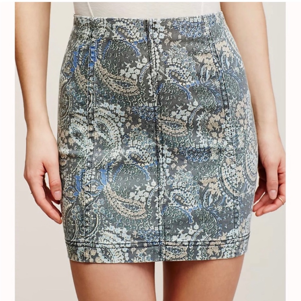Free People blue and grey paisley mini skirt
